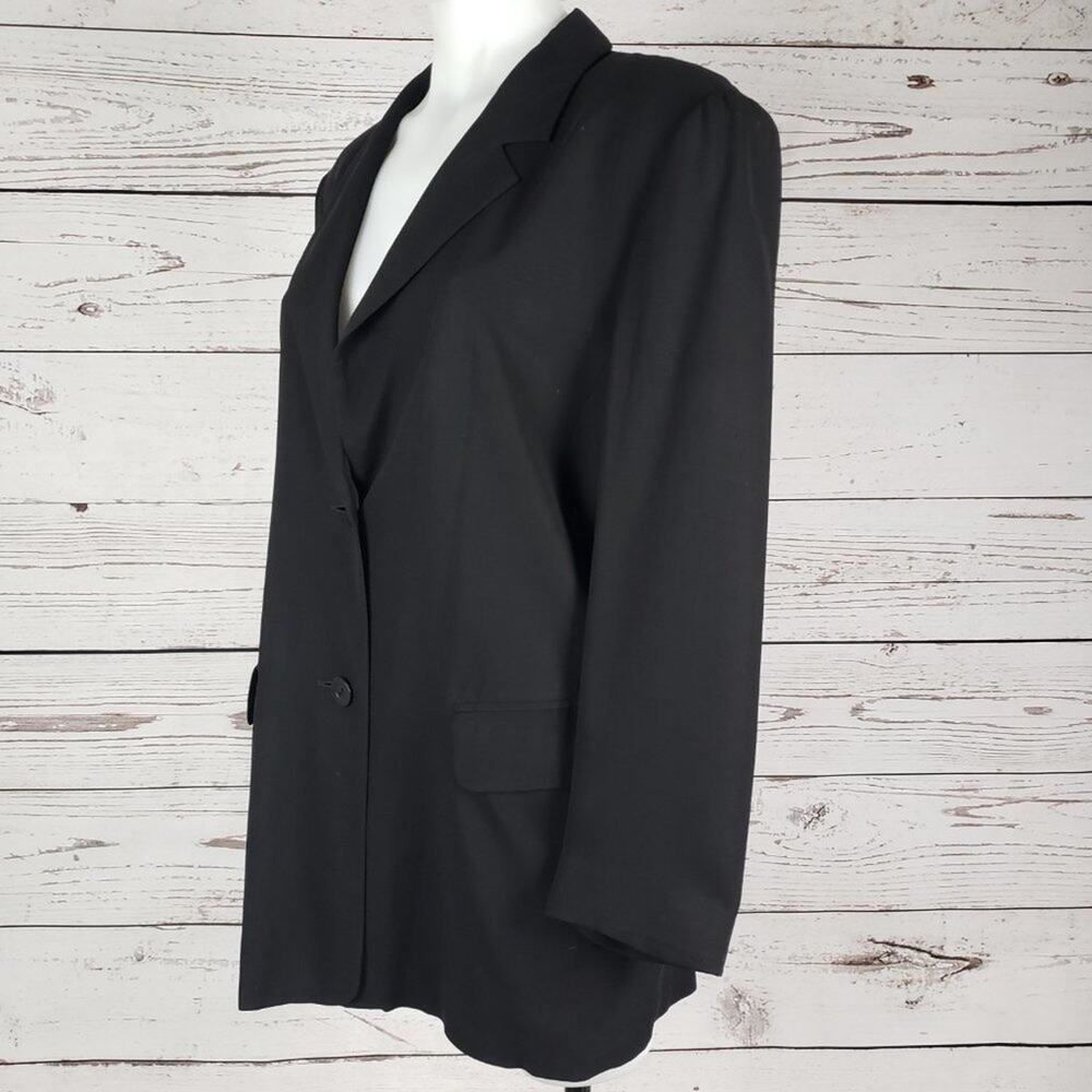 Maxmara 2-Button Solid Black Black Blazer Jacket … - image 7